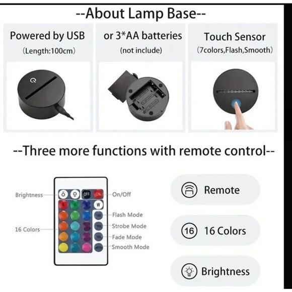 🔥LED Table Night Touch Pikachu 3D LED Lamp 7 Color Bedroom Light NWT🔥 - Picture 3 of 8